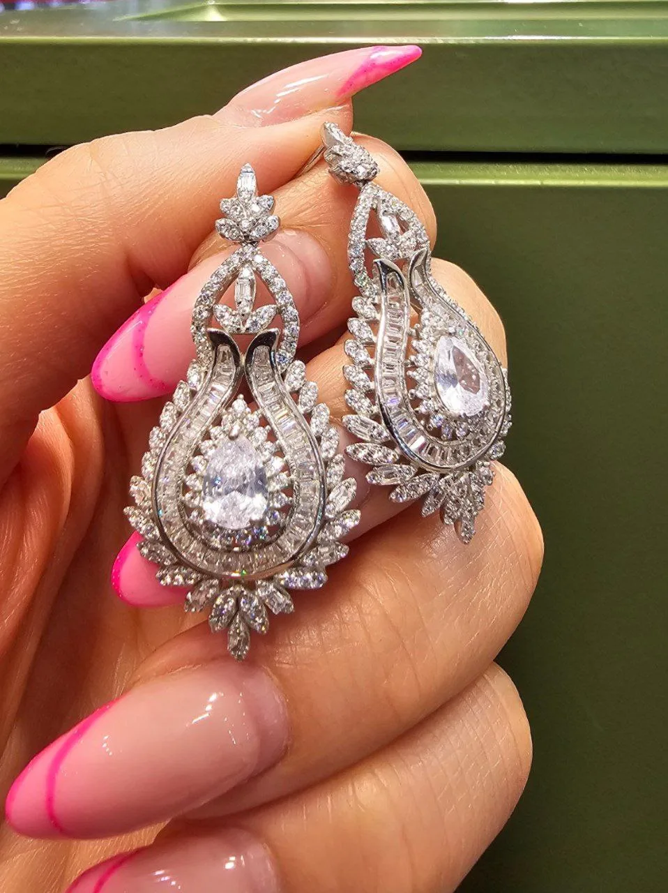 گوشواره جواهری نقره